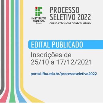 Processo seletivo IFBA: Edital publicado.